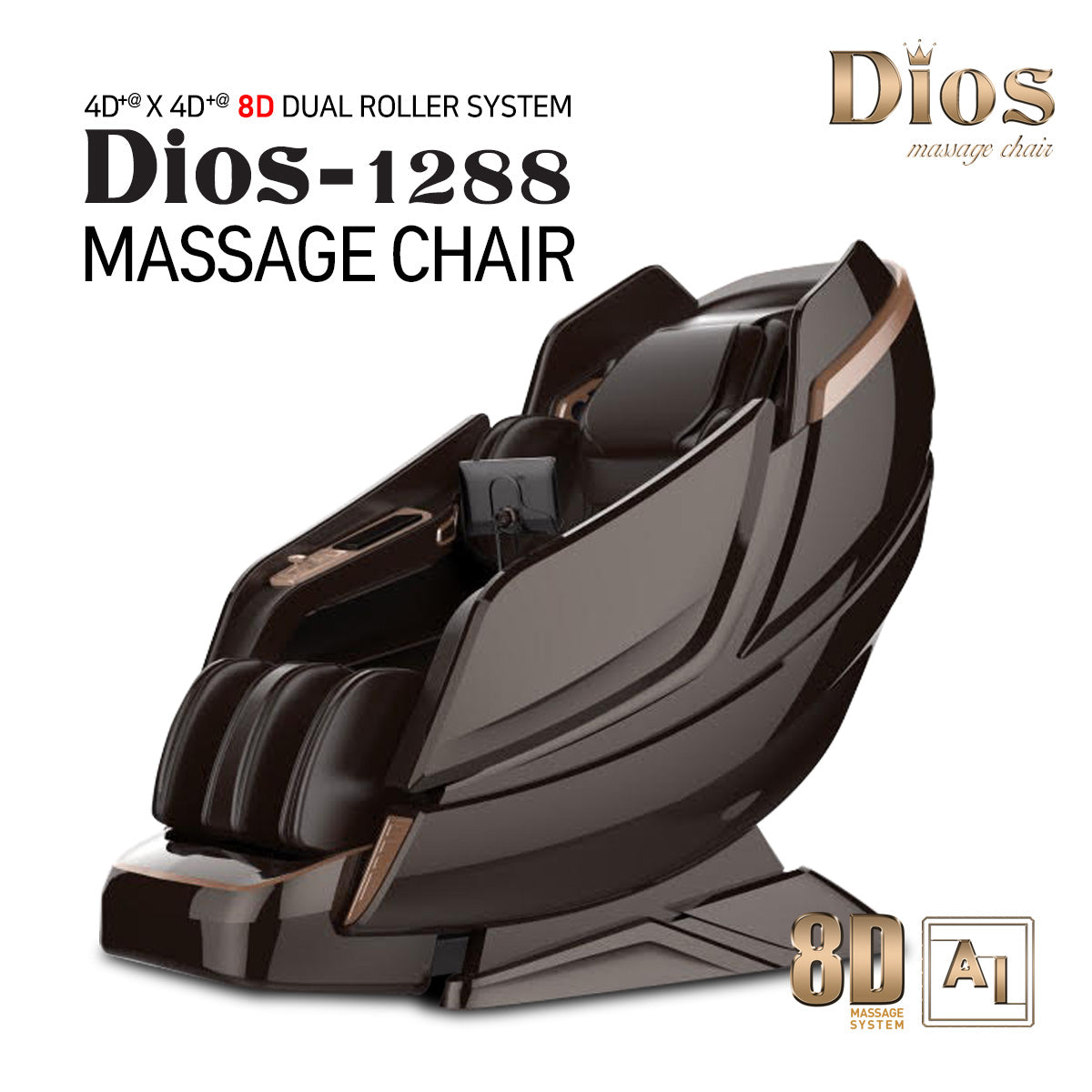Kahuna Dios 1288 8D Dual-Core Zero Gravity Massage Chair with 54" SL-Track and Air Float System