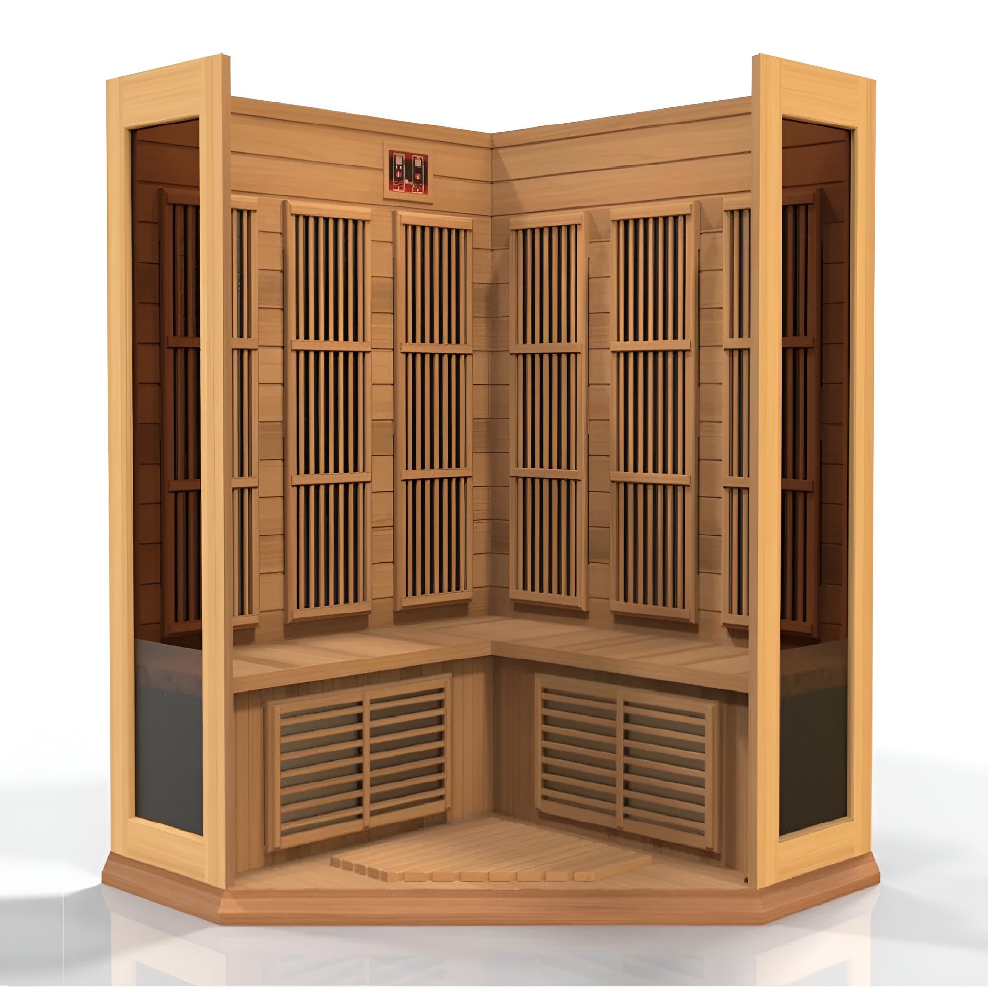 3-Person Corner Low EMF FAR Infrared Sauna in Canadian Red Cedar