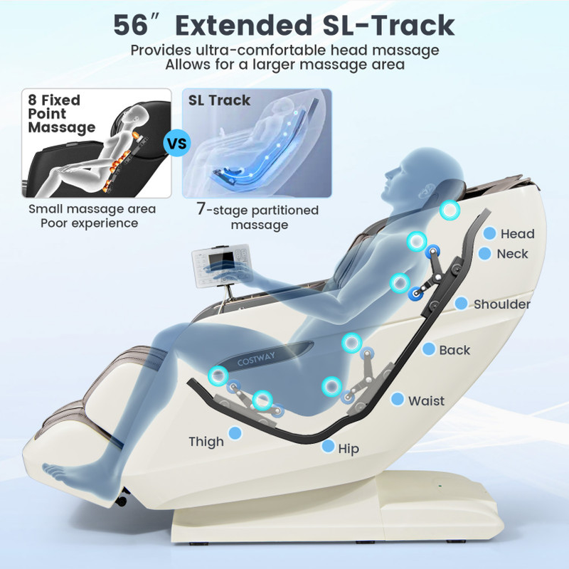 Therapy 36 3D SL-Track Massage Chair with Air Compression, Waist & Calf Heat, and Foot Rollers
