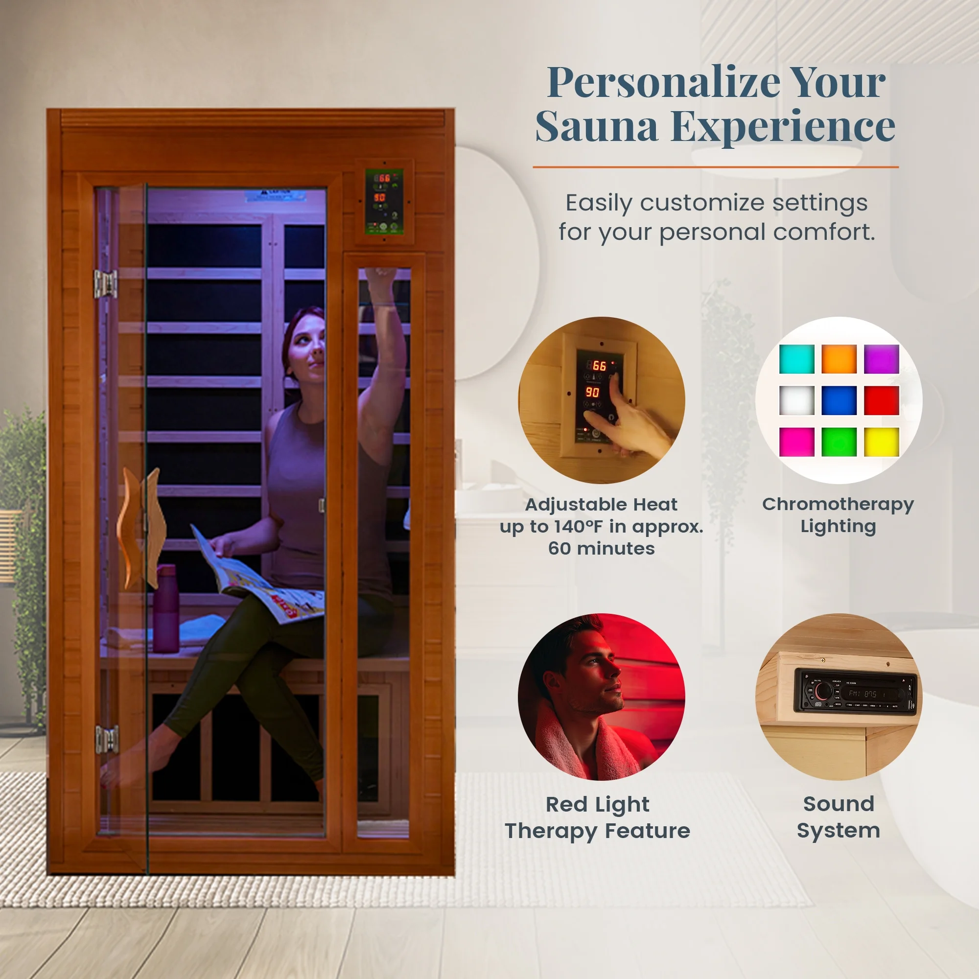 Barcelona 1- to 2-Person Low EMF FAR Infrared Home Sauna