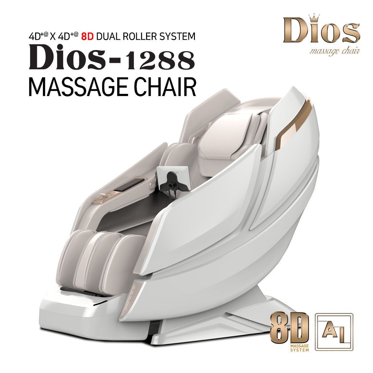 Kahuna Dios 1288 8D Dual-Core Zero Gravity Massage Chair with 54" SL-Track and Air Float System