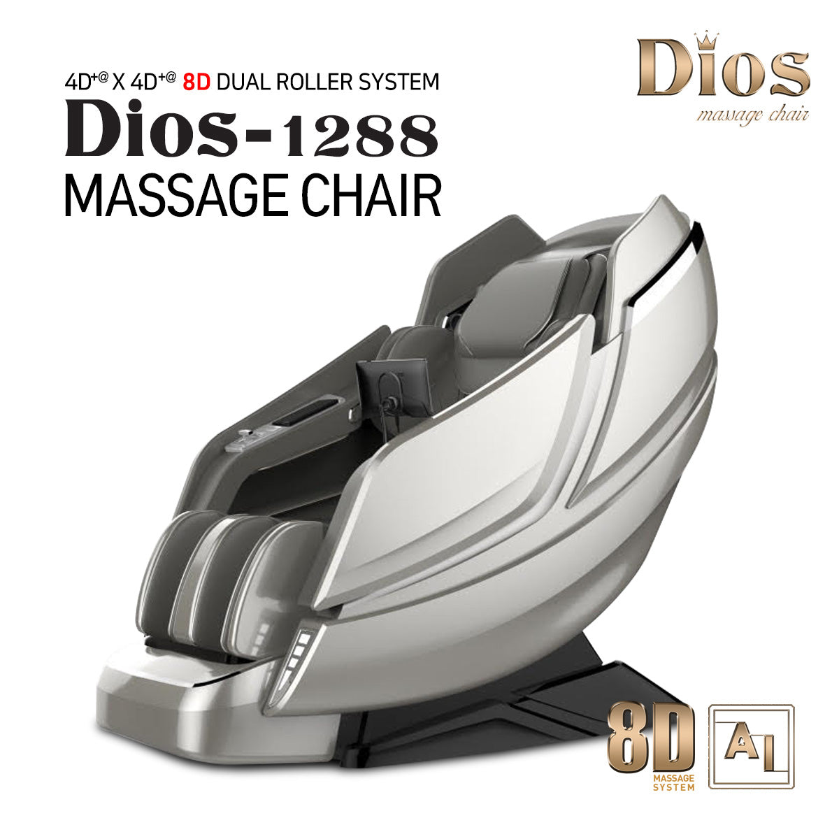 Kahuna Dios 1288 8D Dual-Core Zero Gravity Massage Chair with 54" SL-Track and Air Float System